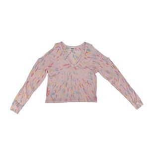 PINK Victoria's Secret Pink Pastel Tie-Dye Crop Cold Shoulder Tee Size XS Womens